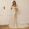 Sequin Beaded Wedding Dress with Detachable Train 