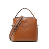 Genuine Leather Button Shoulder Handbag 