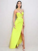 Chartreuse Hollow Out High Split Dress