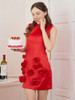 Red 3D Roses Mini Dress