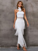 White Halter Neck Tassel Dress