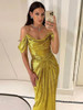 Luxury Gold Sequined Pleated Dress
