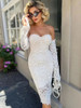 White Backless Lace Midi Dress 