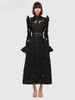 Long Sleeve Belted Embroidered Dress