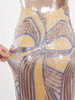 Patterned V Neck Backless Sequined Maxi Dress