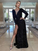 Long Sleeve Black Lace Maxi Dress