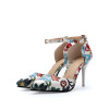 Flower Printed Ankle Strap Shoes