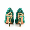 Grrly Grrls  Snake Crystal Heel Green Pumps 