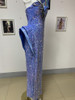 Grrly Grrls Strapless Backless Blue Sequined Maxi Dress 