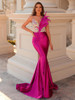 Grrly Grrls Pink Strapless Feather Sequin Maxi Dress 