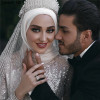 Custom Muslim Sequined Wedding Dress