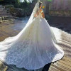 Off Shoulder Handmade Flowers Wedding Dress