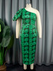 Plus Size One Shoulder Green Dress