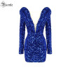 Klein Blue Sequined Mini Dress