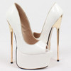 Peep Toe Gold Metal Spike Heel Pumps 