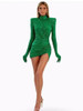 Green Velvet Sequined Bodycon Dress 