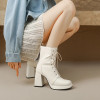 Patent Leather Lace-up Ankle Boots