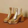 Patent Leather Block Heel Boots