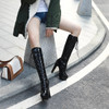 Patent Platform Knee-High Boots