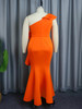 Plus Size Orange One Shoulder Gown