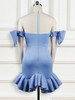 Plus Size Blue Ruffle Beaded Dress