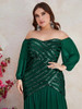 Plus Size Strapless Sequined Gown