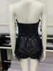 Strapless Sequined Feather Mini Dress