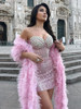 Strapless Pink Sequin Mini Gown