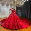 Exquisite Royal Lace Red Wedding Dress