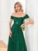 Green Off-shoulder Sequined Dress