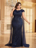 Plus Size O-Neck Applique Dress