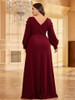 Plus Size Empty Long Sleeve Maxi Dress 