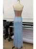 Sky Blue Sequined Ruffle Maxi Dress