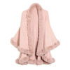 Faux Fur Bat Sleeve Shawl Jacket