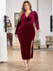 Plus Size Velvet Neck Long Sleeve Dress