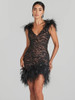 Glamorous Sequined V-Neck Feathered Dress