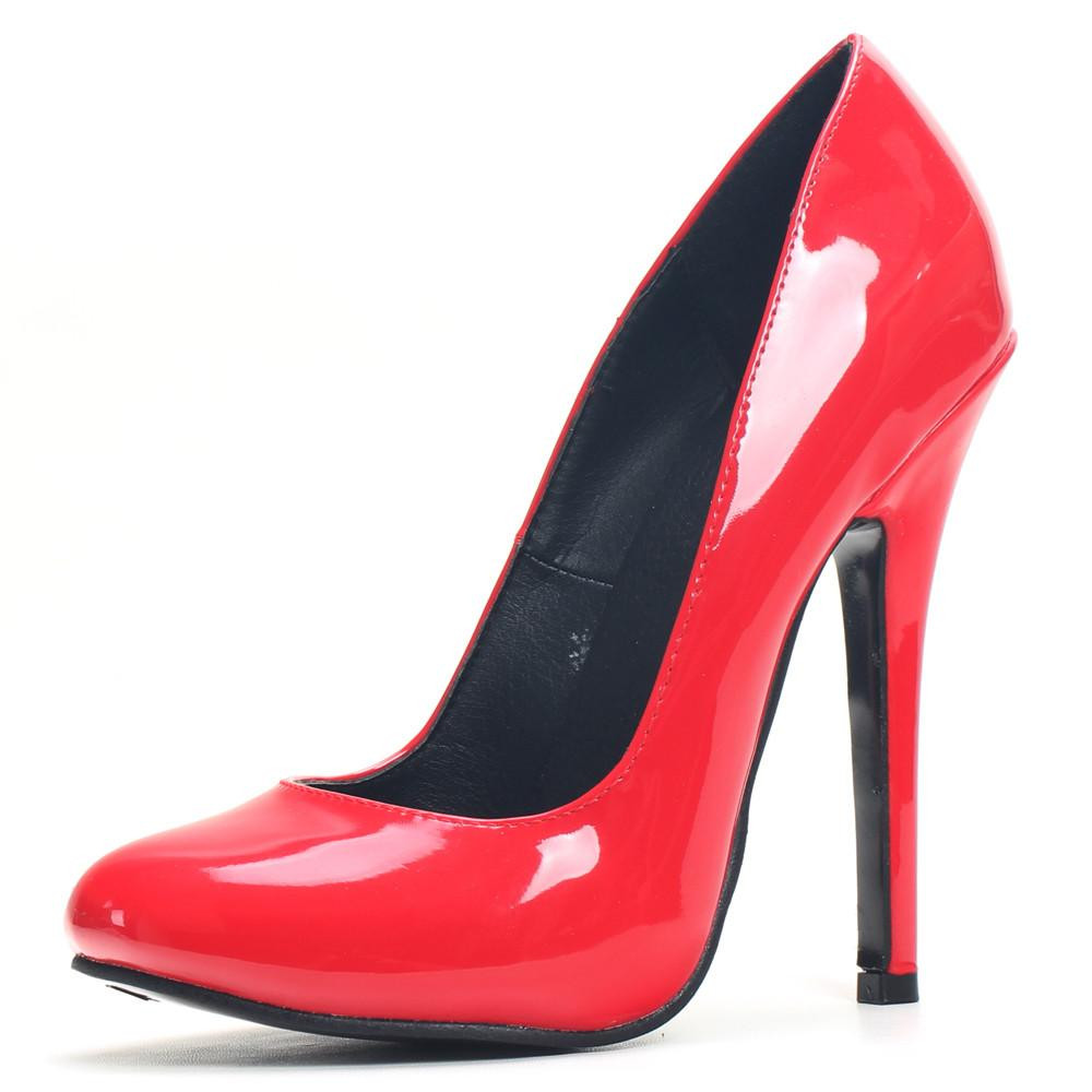 Round Toe Inch Red Heels One-Strap White Black Light Lip Red High