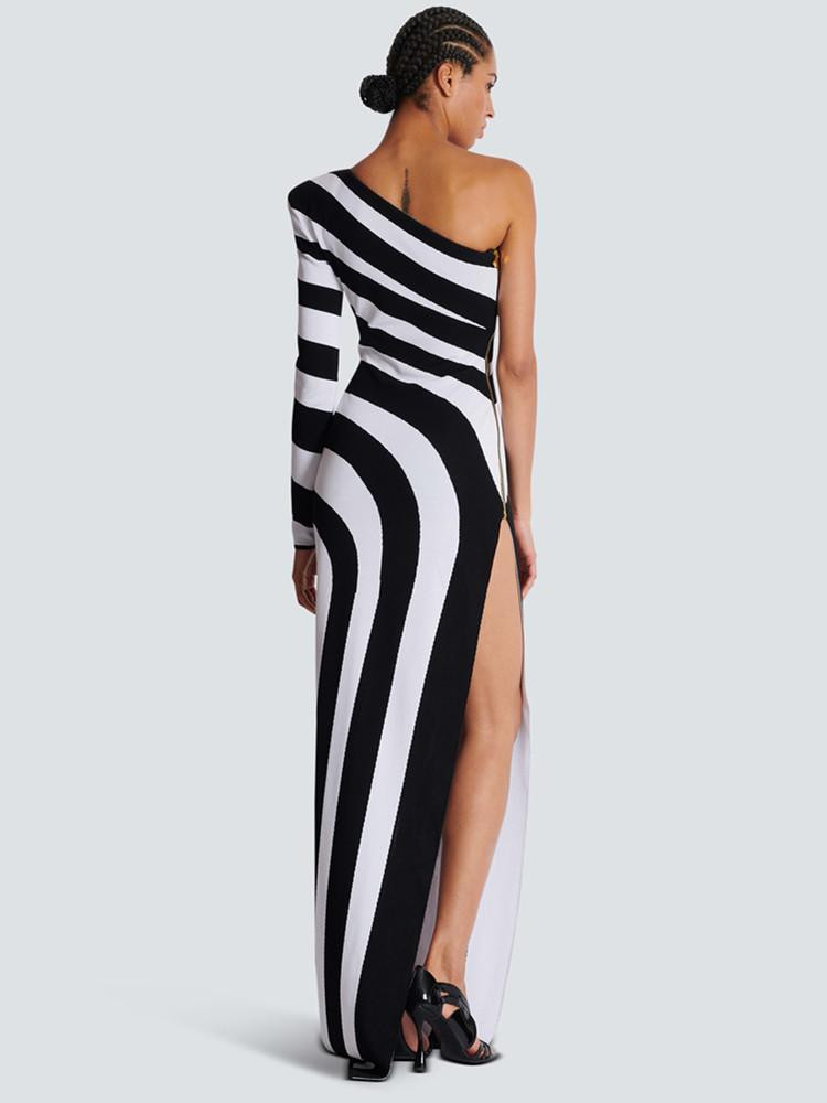 Eclipse Elegance Striped Maxi Dress - Grrly Grrls