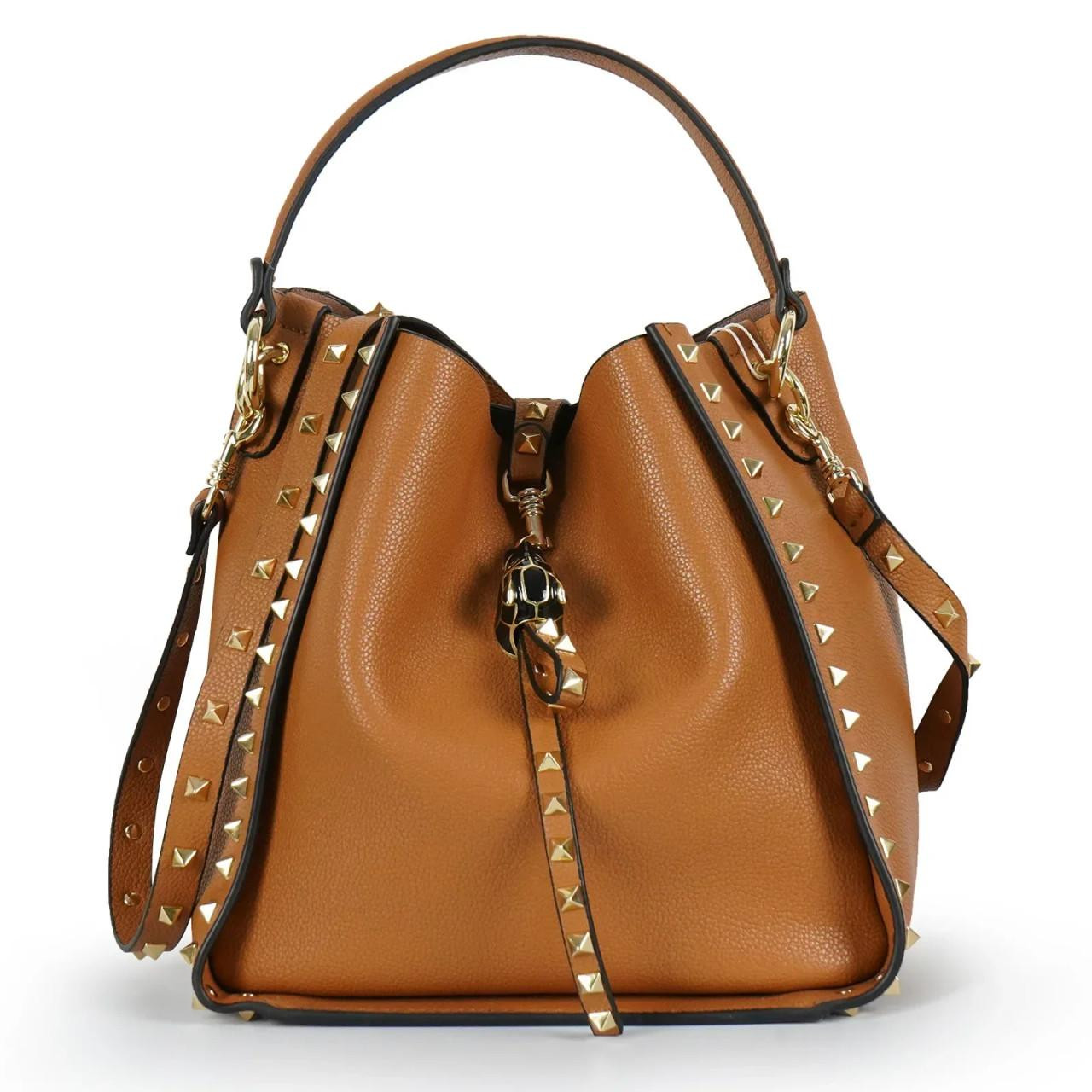 Rivet Leather Bucket Bag - Grrly Grrls