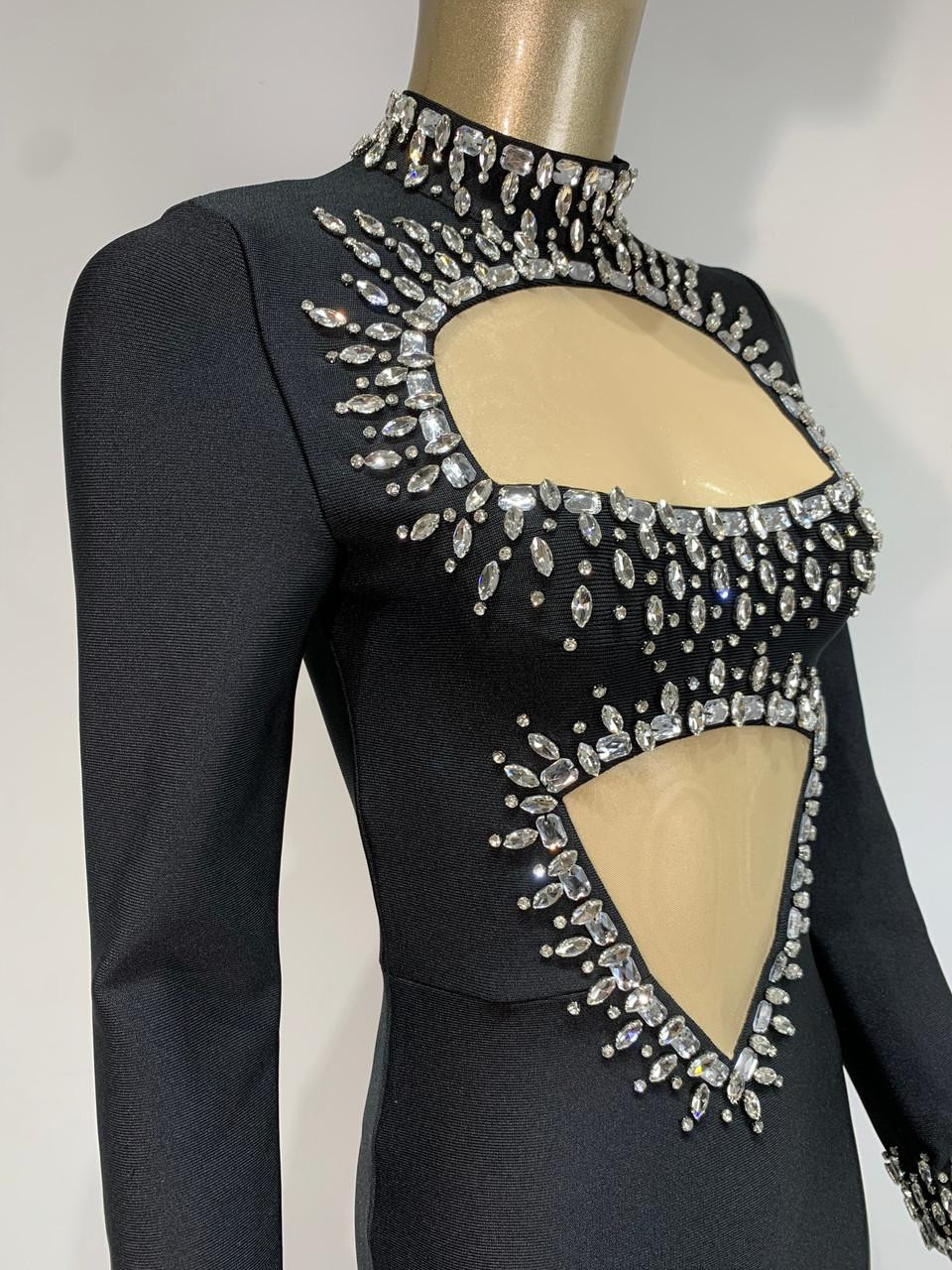 Midnight Allure Beaded Mesh Dress - Grrly Grrls