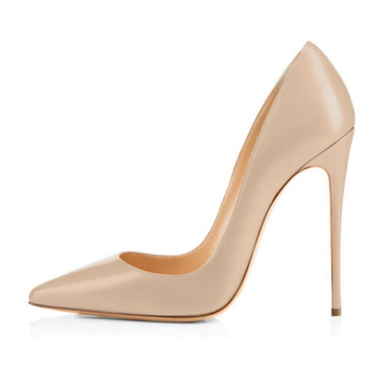 Patent Leather Thin High Heel Pumps Beige 37 Factory Direct