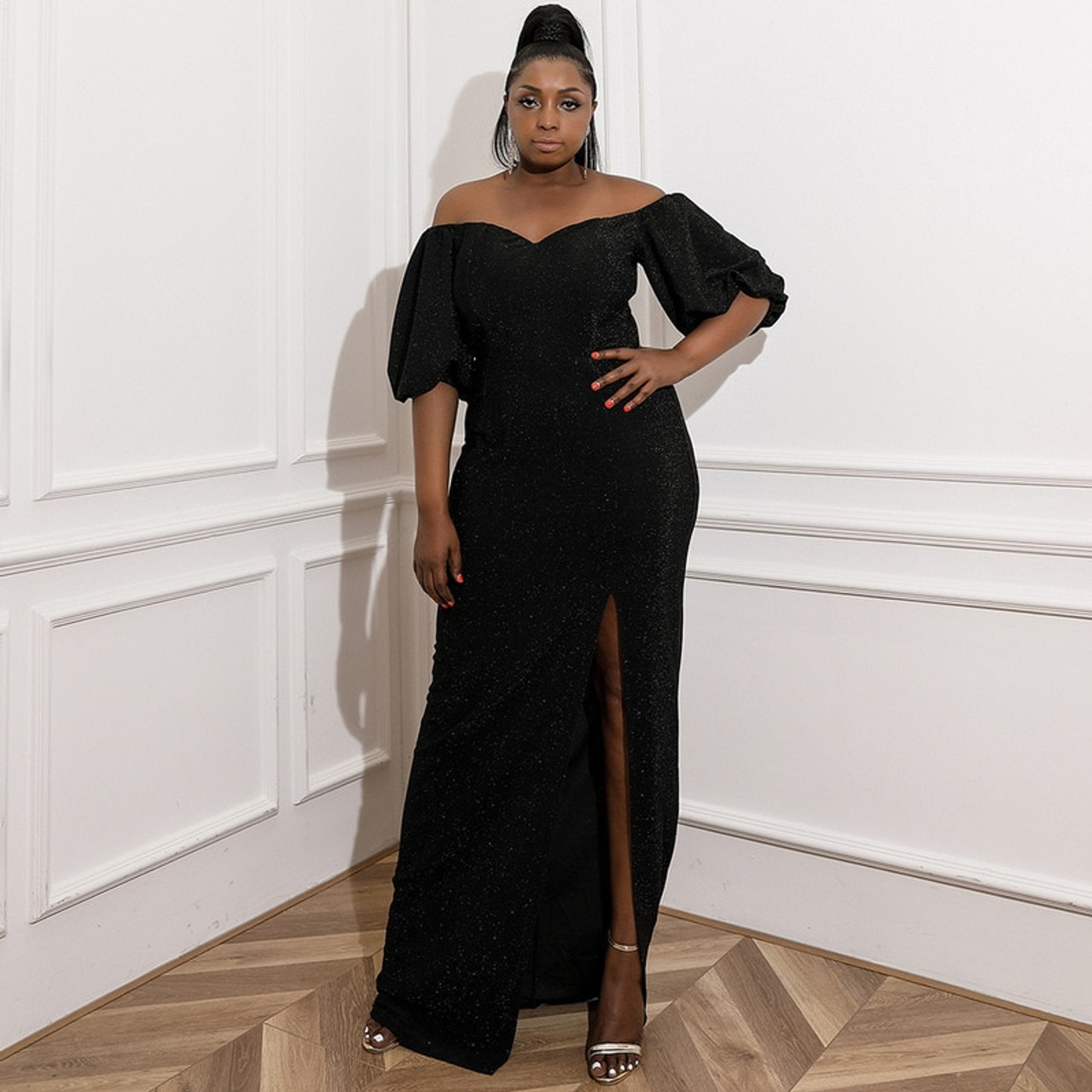 Plus size high slit sales maxi dress