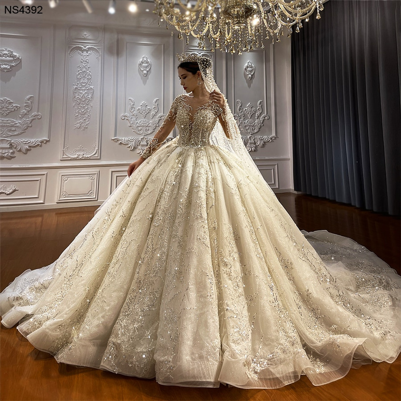 Floral Princess Wedding Dress with Glitter Tulle | Sophia Tolli