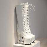 Grrly Grrls Luxury Lace-Up Platform Knee-High Boots Grrly Grrls Luxury Lace-Up Platform Knee-High Boots