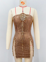 Golden Ember Mini Dress 