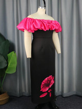 Grrly Grrls Plus Size Off Shoulder Flower Printed Dress Grrly Grrls Plus Size Off Shoulder Flower Printed Dress