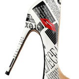 Grrly Grrls Newspaper Print Pointed Toe Stilettos Grrly Grrls Newspaper Print Pointed Toe Stilettos