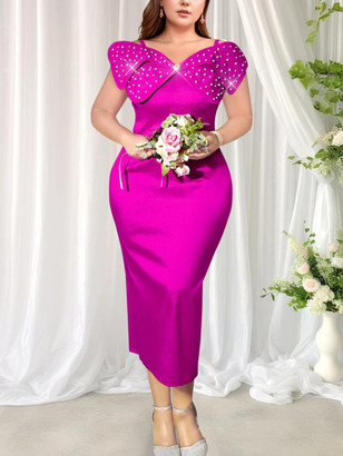 Starry Elegance Bow Bodycon Gown – Plus Size Starry Elegance Bow Bodycon Gown – Plus Size