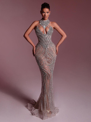  Valentia Beaded Sheath Gown  
