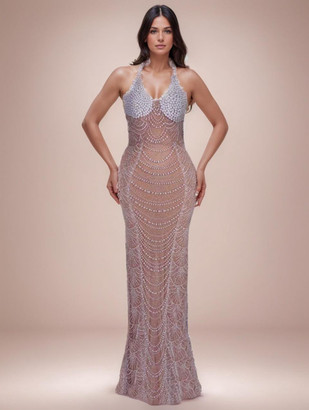 Celeste Halter Beaded Gown Celeste Halter Beaded Gown